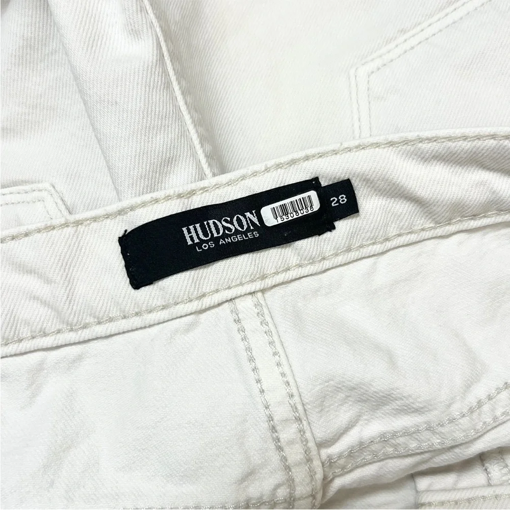 HUDSON 90s Pleated‎ Beige Denim High Waist Frayed Raw Hem Cutoff Jean Shorts 28
